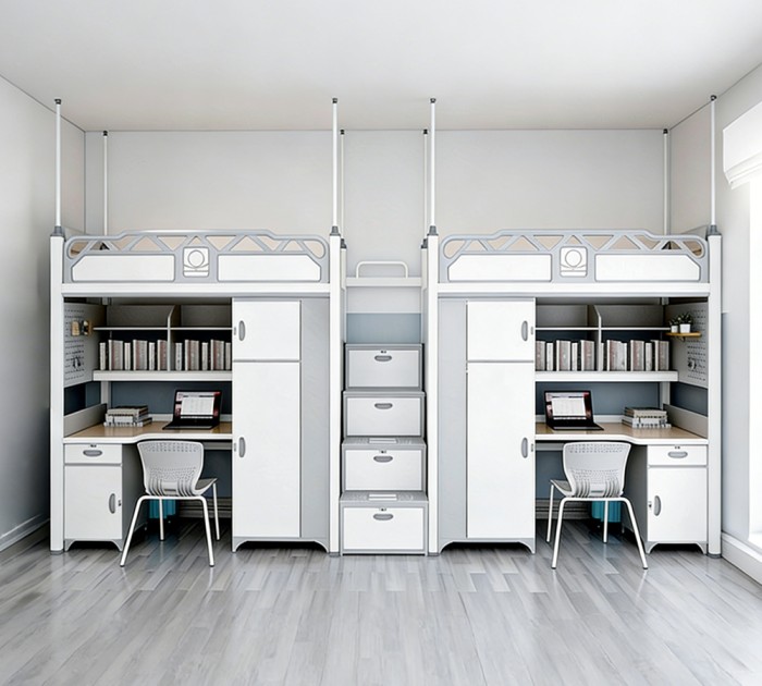 沃德WD-183款两连体两人位中步梯公寓床产品图1