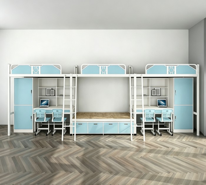 沃德WD-191款三连体四人位外挂梯公寓床产品图1