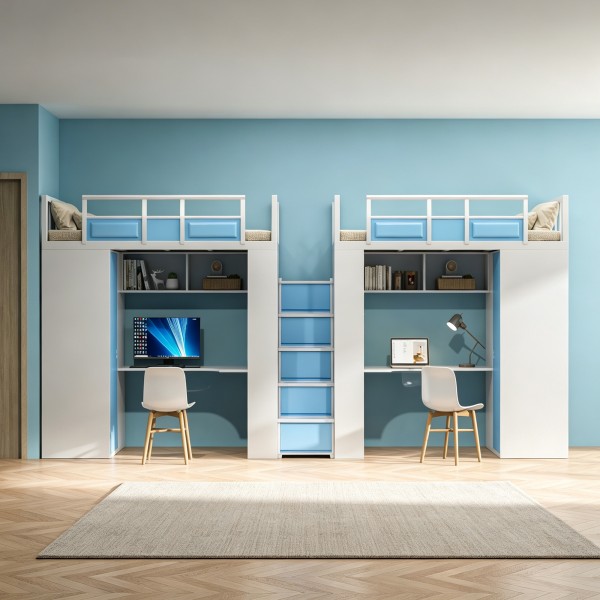 沃德WD-196款两连体两人位中步梯公寓床