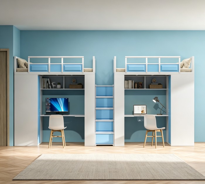 沃德WD-196款两连体两人位中步梯公寓床产品图1