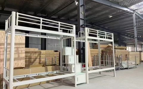 某学校两连体二人位中步梯含梯柜学生宿舍床案例